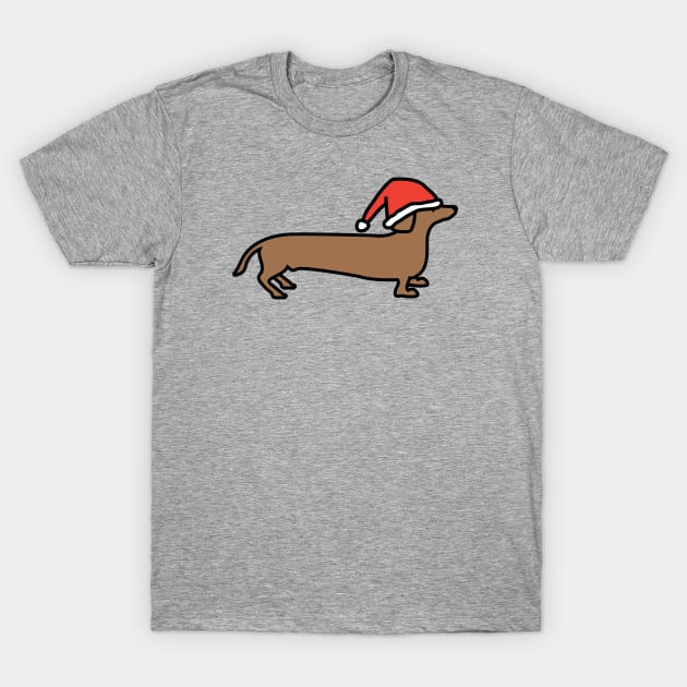 Dachshund dog wearing Christmas hat T-Shirt by SallySunday